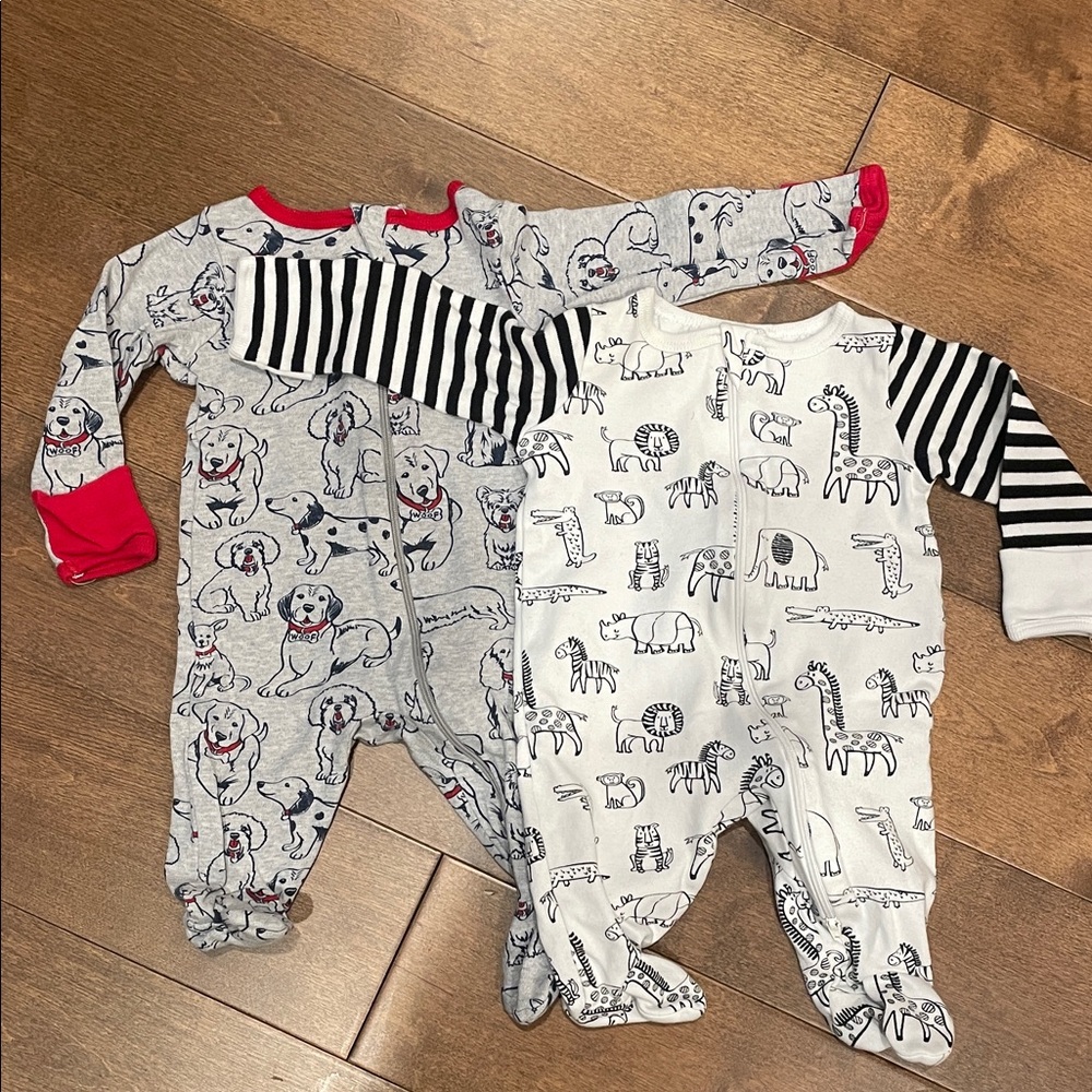 WONDER NATION bundle of 2 footie pajamas
